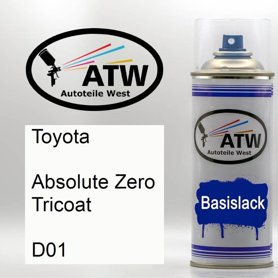 Toyota, Absolute Zero Tricoat, D01: 400ml Sprühdose, von ATW Autoteile West.